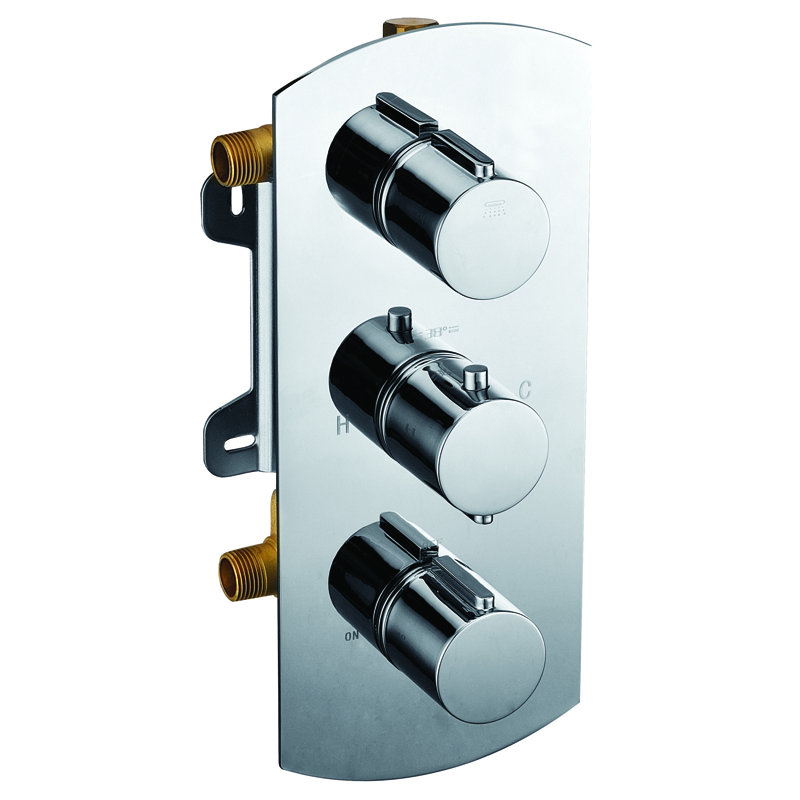 Mélangeur de douche thermostatique rond 2 voies, Chrome poli