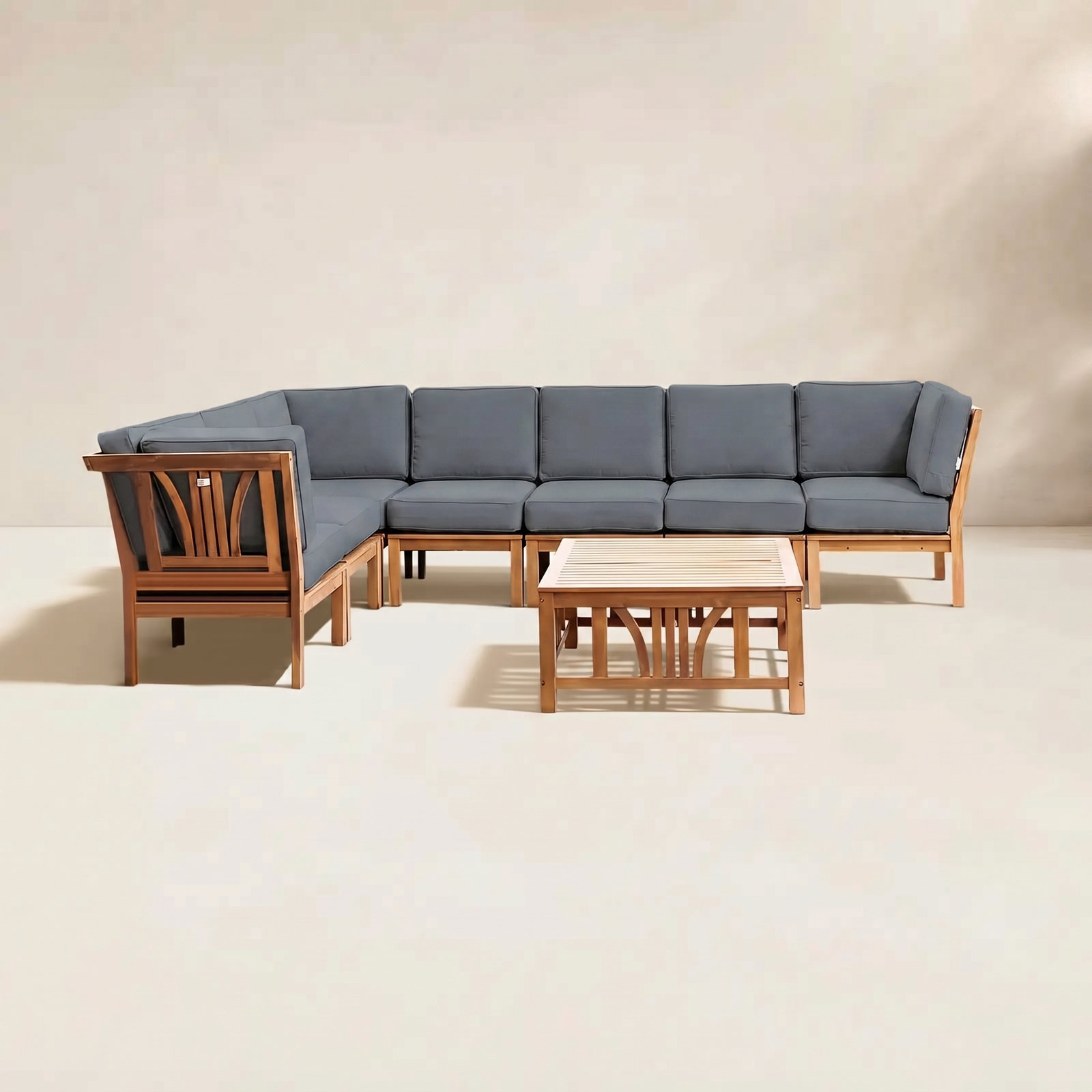 Brunswick 6-Person Teak Patio Seating Group, Gray Performance Olefin