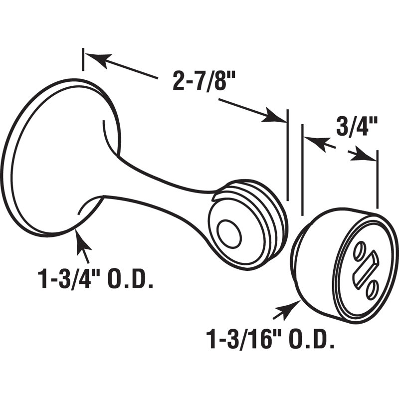Support de porte magnétique Prime-Line, 2 7/8 po, laiton coulé, laiton poli (paquet simple)