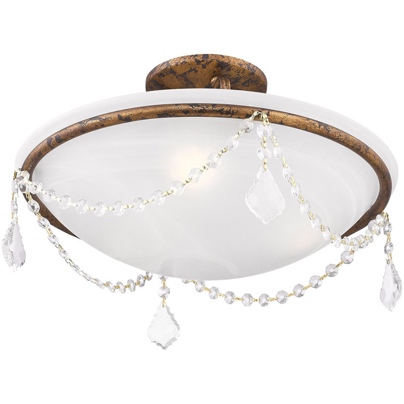 Keeter Glass Semi Flush Mount, Bronze, 10" H x 16" W x 16" D