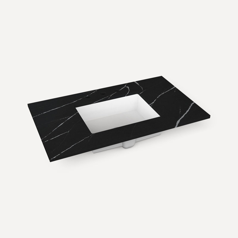Meuble-lavabo avec plateau Cndy Series Wyndale, Chêne miel, Marquina éternelle, Étain brossé