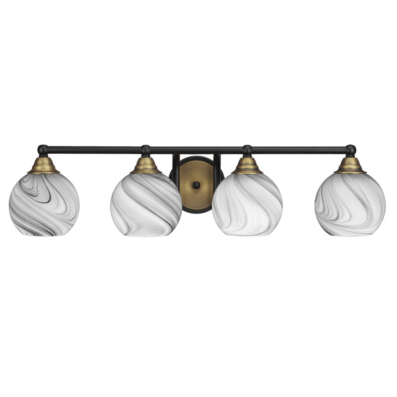 Michell 4-Light Bath Bar, Matte Black/Brushed Gold