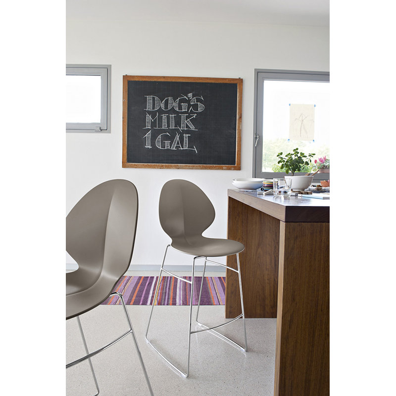 Basil Ergonomic Stool with Metal Base, Counter Stool (26.25" Seat Height), Matte Taupe