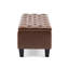Banc de rangement brun en polyuréthane, pieds en bois d'hévéa, support de 300 lb, charnières à ouverture douce, coutures à boutons et à losanges, idéal pour l'intérieur de la maison, banc de H 49,56 po x P 17,11 po avec surface