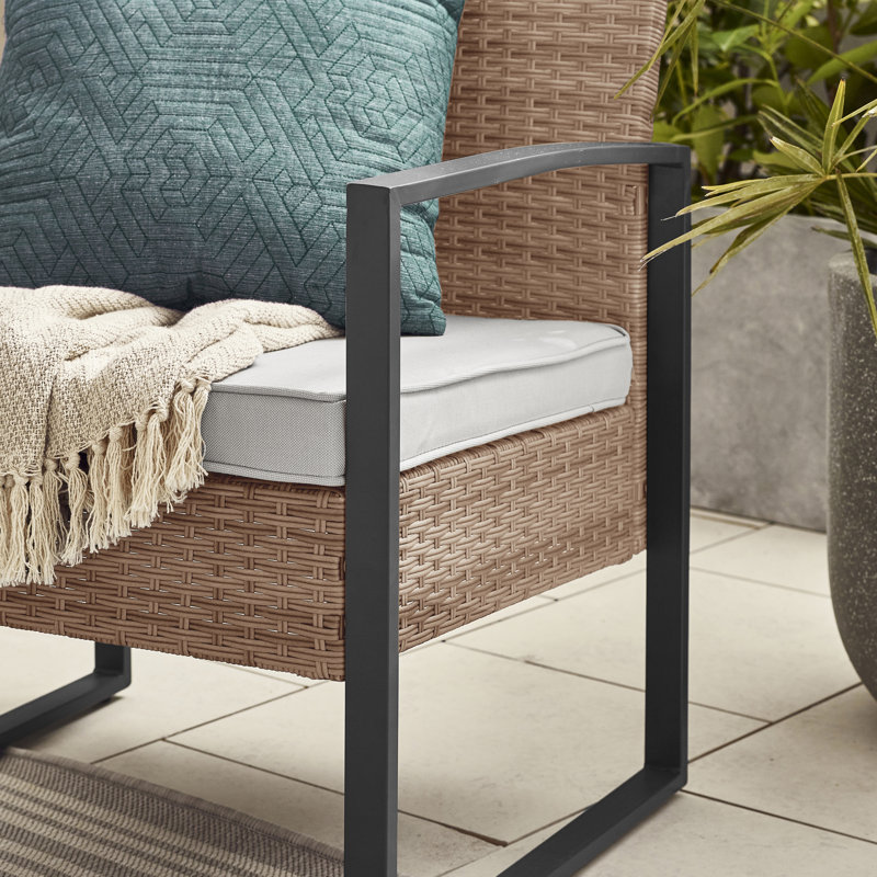 Larkie Outdoor 2 Seat & Square Side Table Bistro Set for Modern Gardens & Patios (Cover Included), Natural