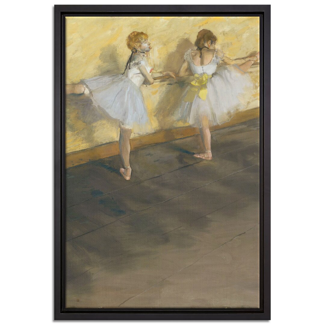 Gerahmtes Leinwandbild Tänzer üben am Pol von Edgar Degas