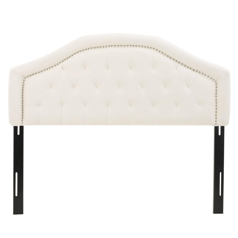 Tête de lit tapissier à panneau en métal Danni, Double / grand, Velours gris