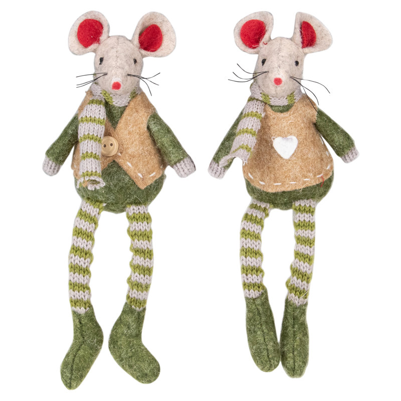 Garçon et fille, souris, décorations de Noël