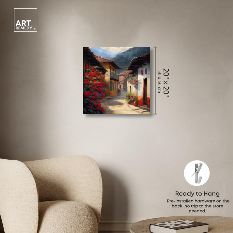 Spanish Street II Canvas Vintage Coastal Landscape Wall Art, 20" x 20"