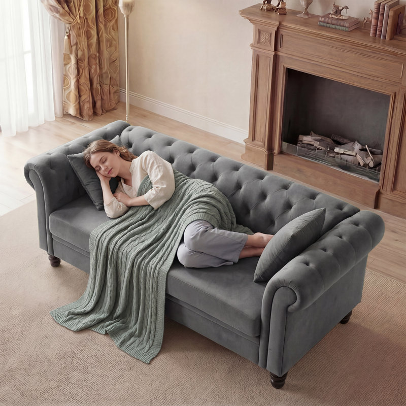Canapé Chesterfield Fynlie, Gris