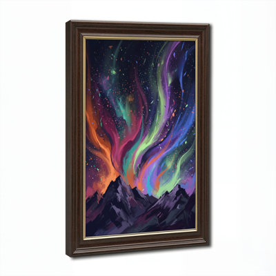 Art mural antique sur toile encadré doré pour le salon, la chambre à coucher, le bureau ou le vestibule - décoration murale décorative avec ciel aurore