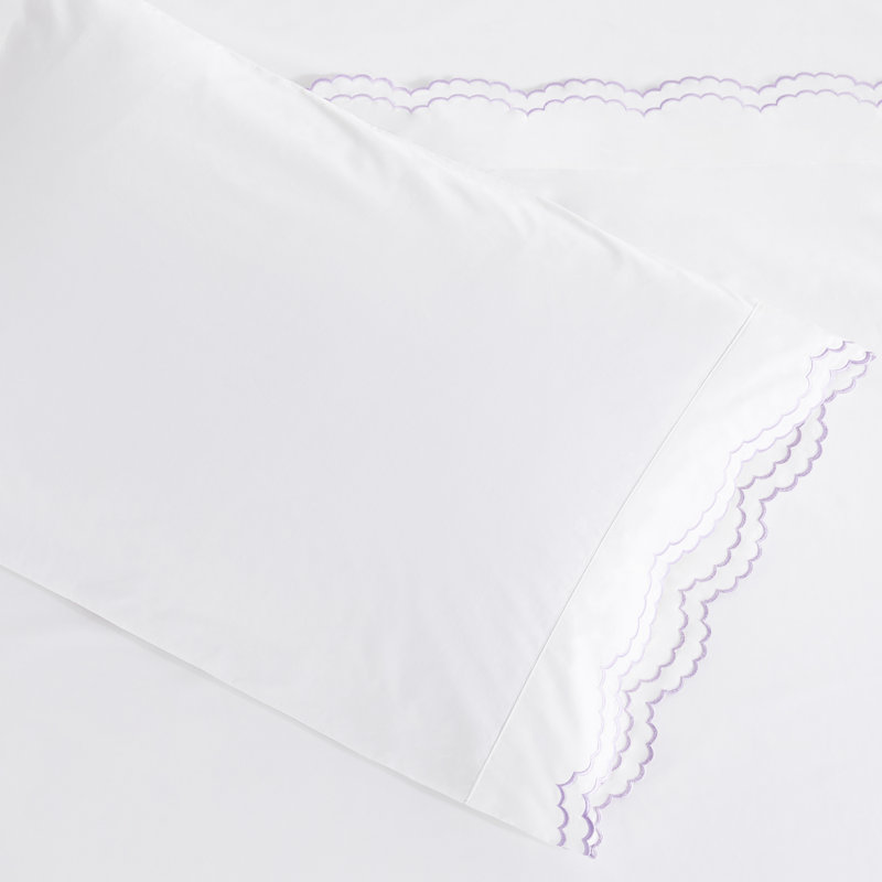 Bartlow 300 Thread Count 100% Cotton Pillowcase, Standard Pillowcase, Lilac/ White