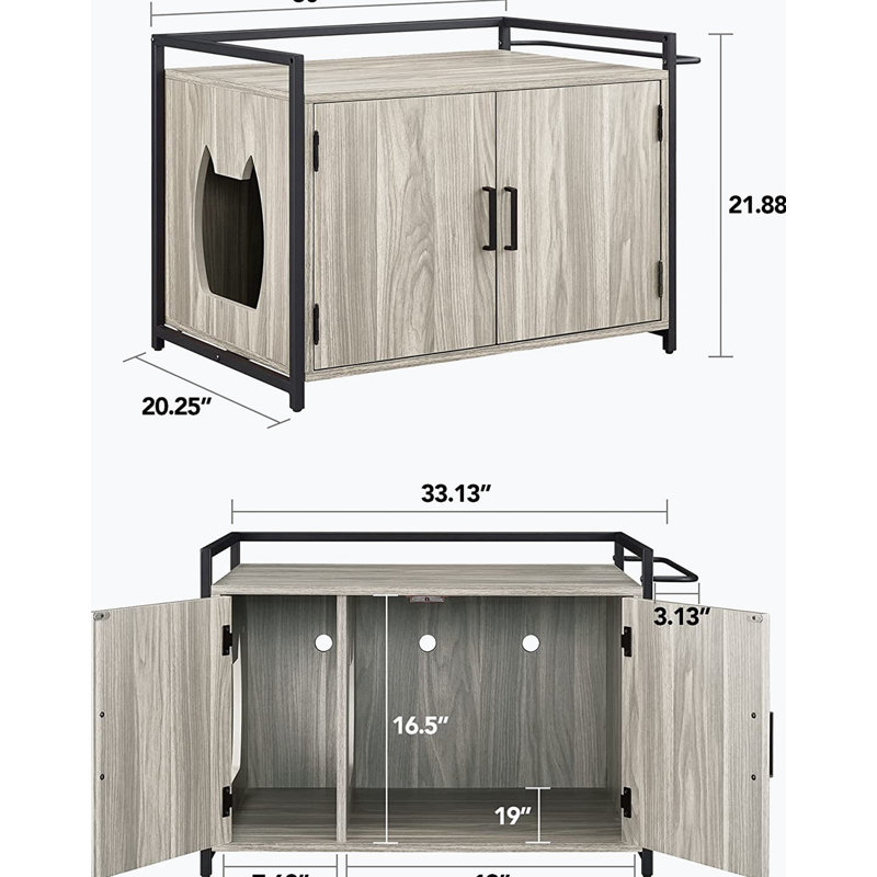Enceinte de litière en bois, gris