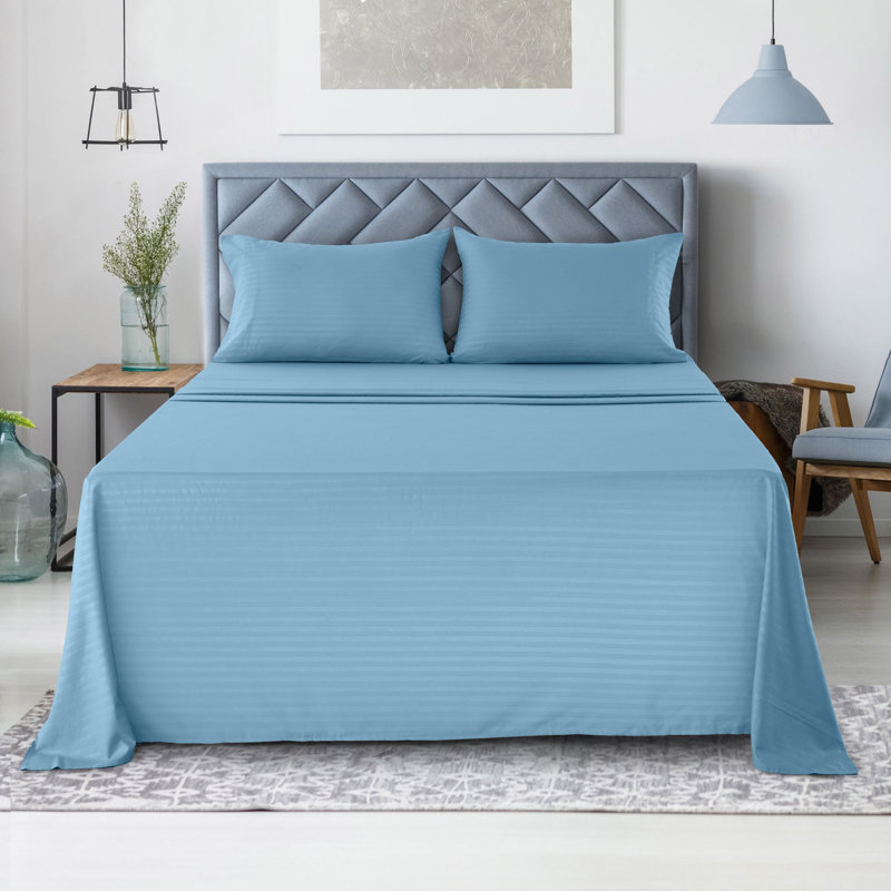 Lux Decor Collection Brushed Microfiber Sheet Set with Fitted Flat Sheets & Pillowcase, Blue