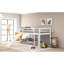 Lit simple au-dessus d'un lit superposé au design polyvalent, structure blanche pour un lit convertible et coulissant en famille élargie, lit simple et élégant, décoration de chambre pratique