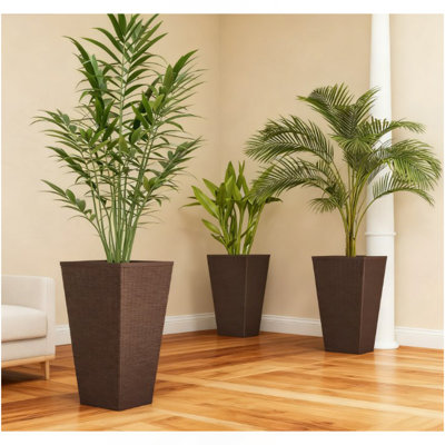 Ensemble de 3 pots à fleurs d'extérieur avec trou de drainage pour jardinières d'extérieur et d'intérieur