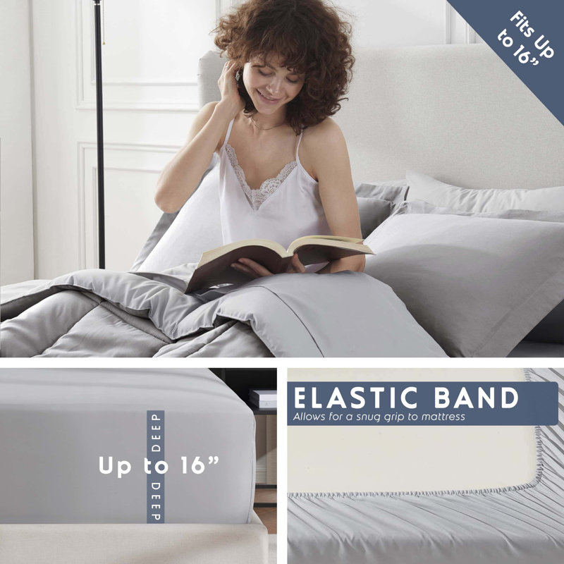 Bed-in-A-Bag Reversible Comforter Set with Bed Sheets & Down Alternative Pillows, King Comforter + 8 Additional Pieces