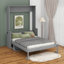 Grand lit escamotable avec bureau, station de charge USB, armoire murale avec tablettes de rangement, lumières DEL-211868601