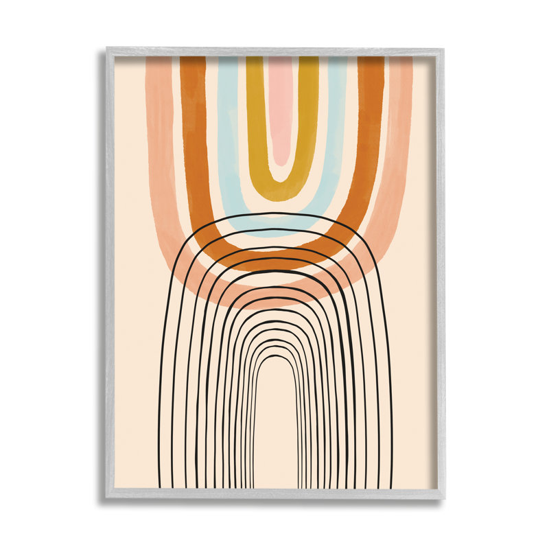 Dessin au trait asymétrique ludique arc-en-ciel, Estampe numérique Farmhouse, H 20 po x l 16 po