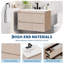 Meuble-lavabo mural 24 po avec lavabo en céramique, armoire flottante cannelée moderne, tiroirs doubles à fermeture en douceur et 3 trous pré-percés-133602298