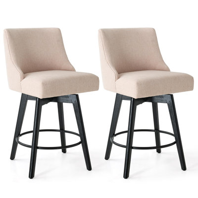 Hokku Designs & Makiba 360° Swivel Counter Height Bar Stool - CertiPUR-US Foam, Solid Wood Frame, Linen Upholstery