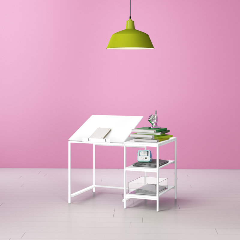 Marlie Metal Base Writing Desk, White