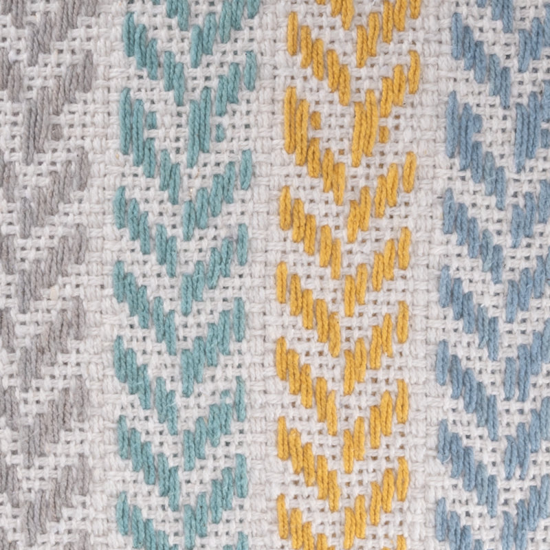 Hand-Woven Chevron Cotton Throw Pillow Set, Yellow/Blue, Polyester/Polyfill