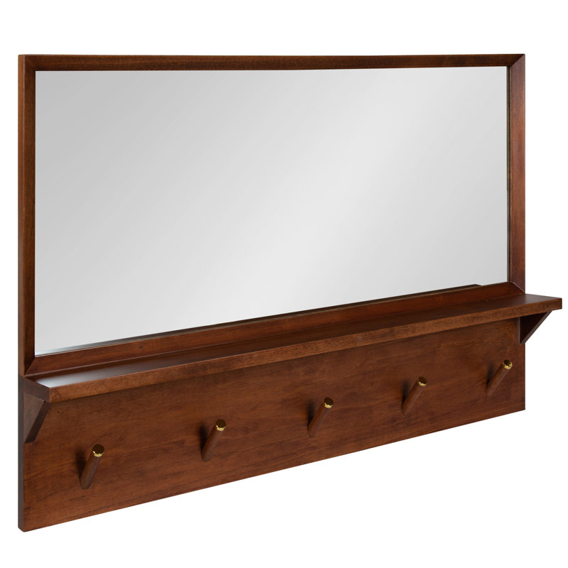 Jaela Wood Flat Mirror, 24" x 36", Walnut Brown