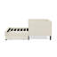 Lit simple réglable beige avec 2 tiroirs de rangement, rembourré pour la chambre à coucher, design moderne, assise confortable, lit en velours convertible en eucalyptus et cadre, surface douce, renforcé