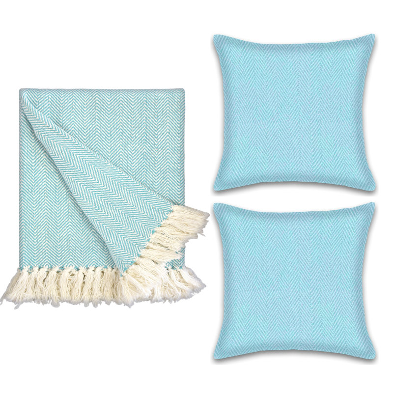 Jeté en coton Fowlkes, Aigue-marine