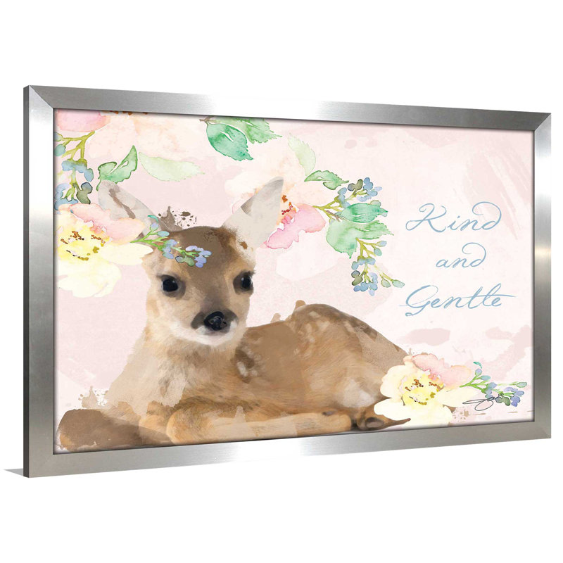 «Kind And Gentle» par By Jodi - impression, H 27,5 po x l 39,5 po x P 0,75 po, Encadrement argenté