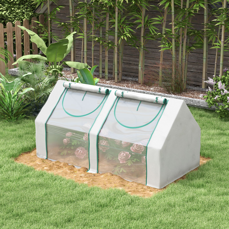 Outsunny 6'x3' Double-Cover Portable Greenhouse with Steel Frame