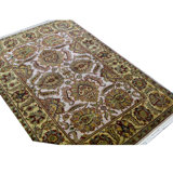 Hand-Knotted High-Quality Ivory and Gold Area Rug
