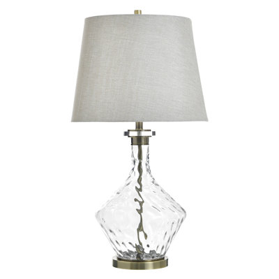 Lampe de table en verre Celeste - or Gospic - abat-jour blanc