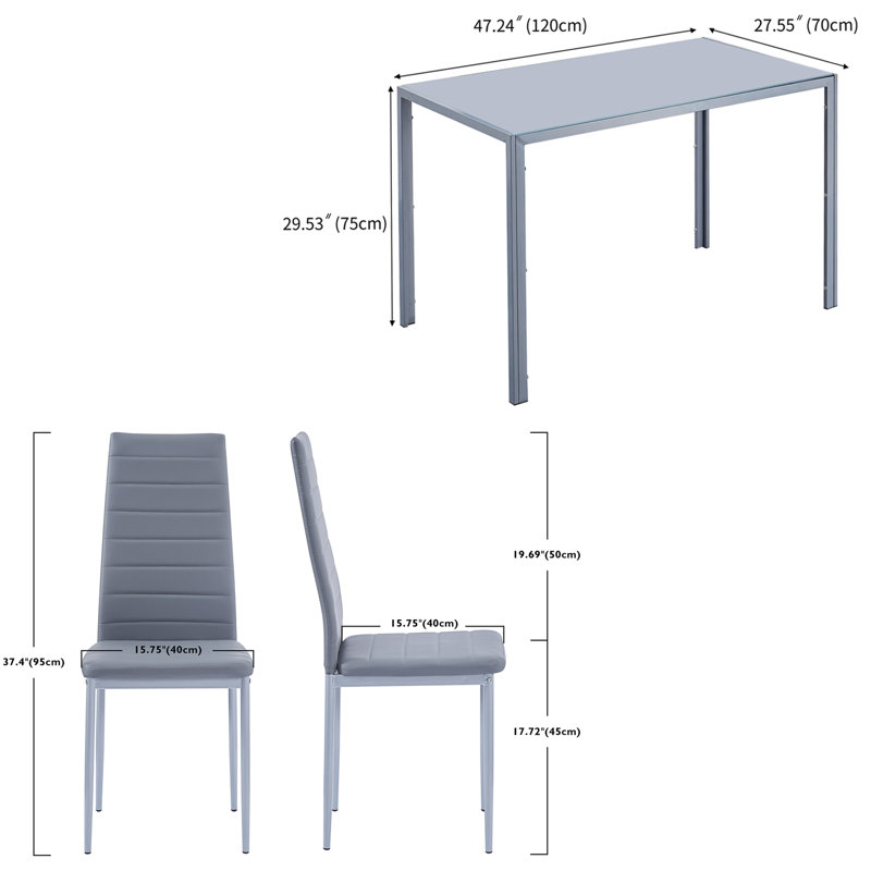 Ensemble repas pour 4 personnes Ivyona, gris, Gris foncé / argent, Gris