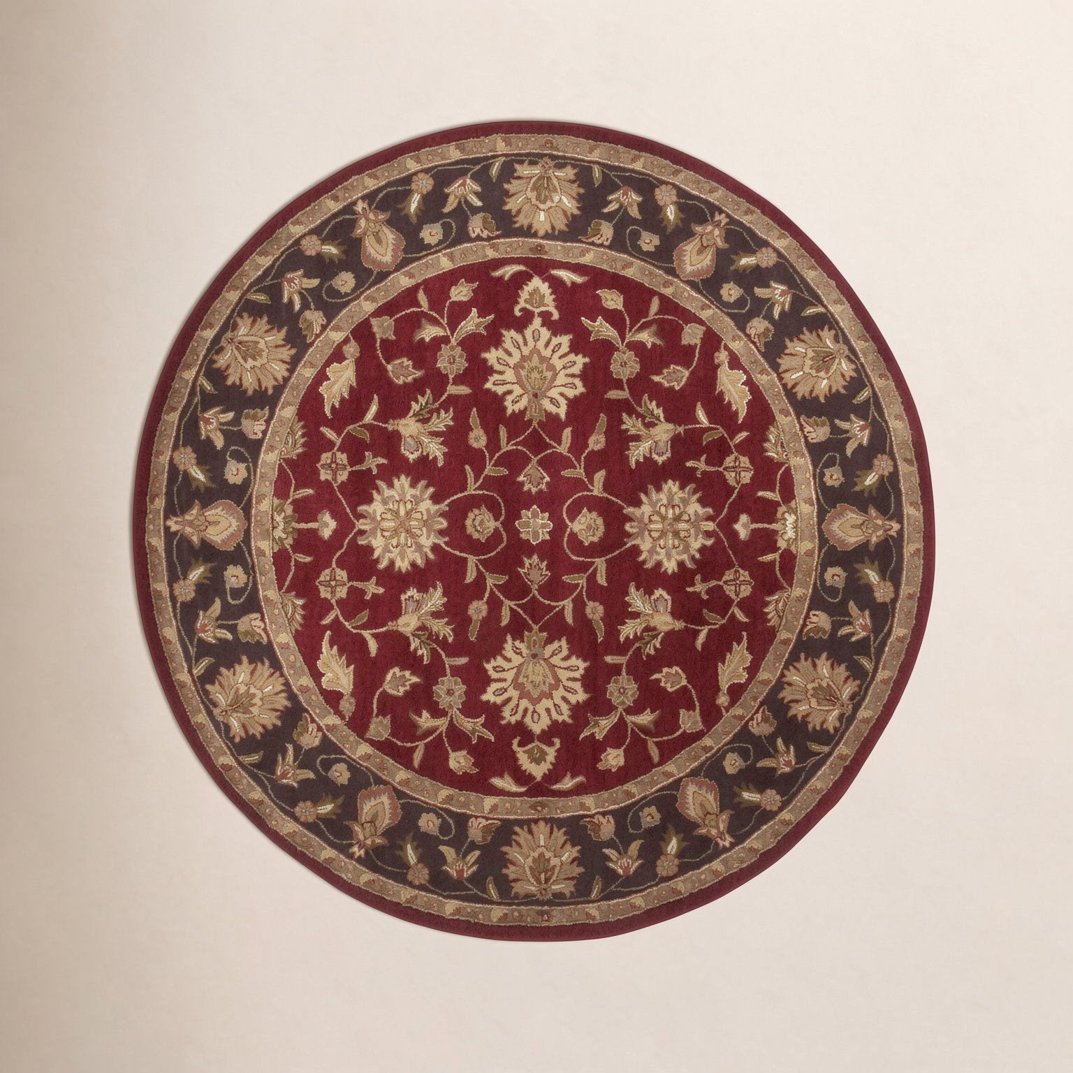 Byler Garnet Hand-Tufted Wool Oriental Rug, Round 8'