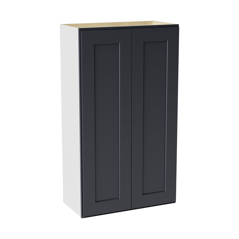 Armoire de cuisine en bois massif prête à assembler, H 42 po x l 24 po x P 12 po, Noir Shaker