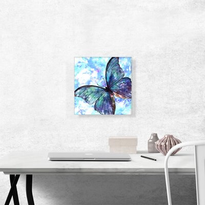 ARTCANVAS Blue Butterfly Wings Insect Framed On Canvas Painting | Wayfair