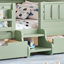 Double avec bibliothèque et tiroirs de rangement intégrés, conception d'escalier de sécurité et rails de sécurité de haute qualité, vert avocat-89956219