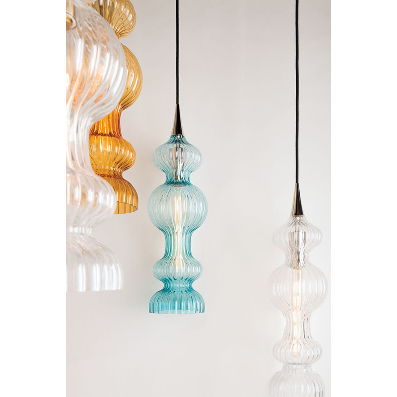 Pomfret 1 - Light Pendant, Blue, Aged Brass