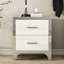 Table de chevet pour chambre à coucher en blanc ultrabrillant, 2 tiroirs, table de chevet avec poignée en métal, blanc, élément