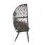 Chaise longue en tissu gris clair et osier noir