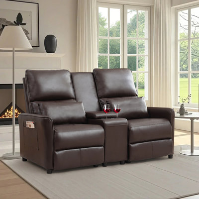 Causeuse inclinable manuelle avec console centrale et porte-gobelets pour le salon