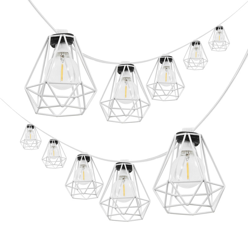 Beaney 10' Outdoor 10 - Bulb Shaded String Light (End to End Connectable), White