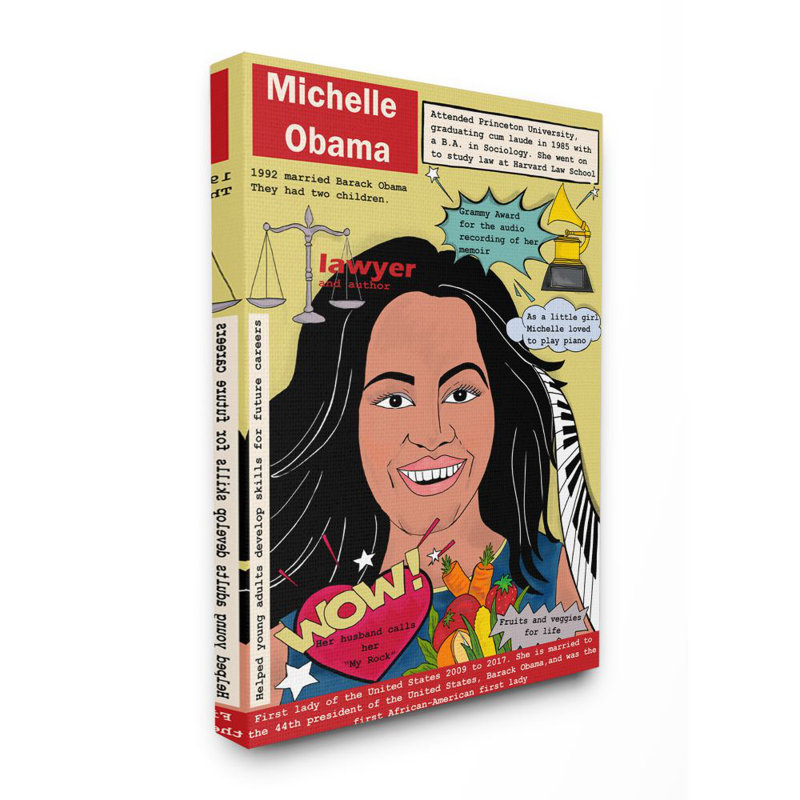 «Femelle chefs de file» par Michelle Obama, impression d'illustrations féministes, Cadre noir, H 20 po x l 16 po x 1,5 po
