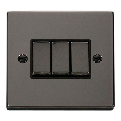 Black Nickel 10A 3 Gang 2 Way Ingot Light Switch