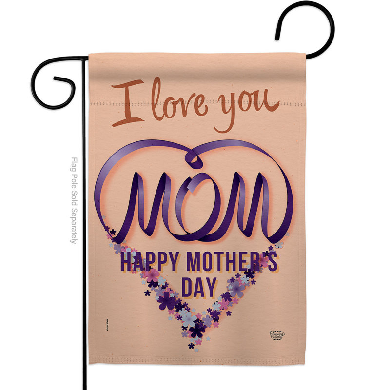 Drapeau de maison «Love My Mom», H 18,5 po x l 13 po