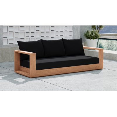 Tulum 87'' Wide Teak Patio Sofa with Cushions
