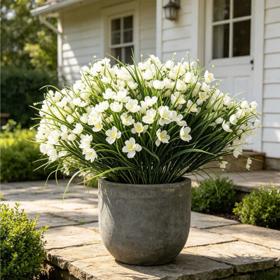 8Pcs Artificial Flowers for Outdoor Indoor 8 Bundles Fake Daffodil Flowers Plant UV Resistant Realistic Faux Plants for Home Outside Garden Porch Window Box Balcony Yard Porch Fall Decor