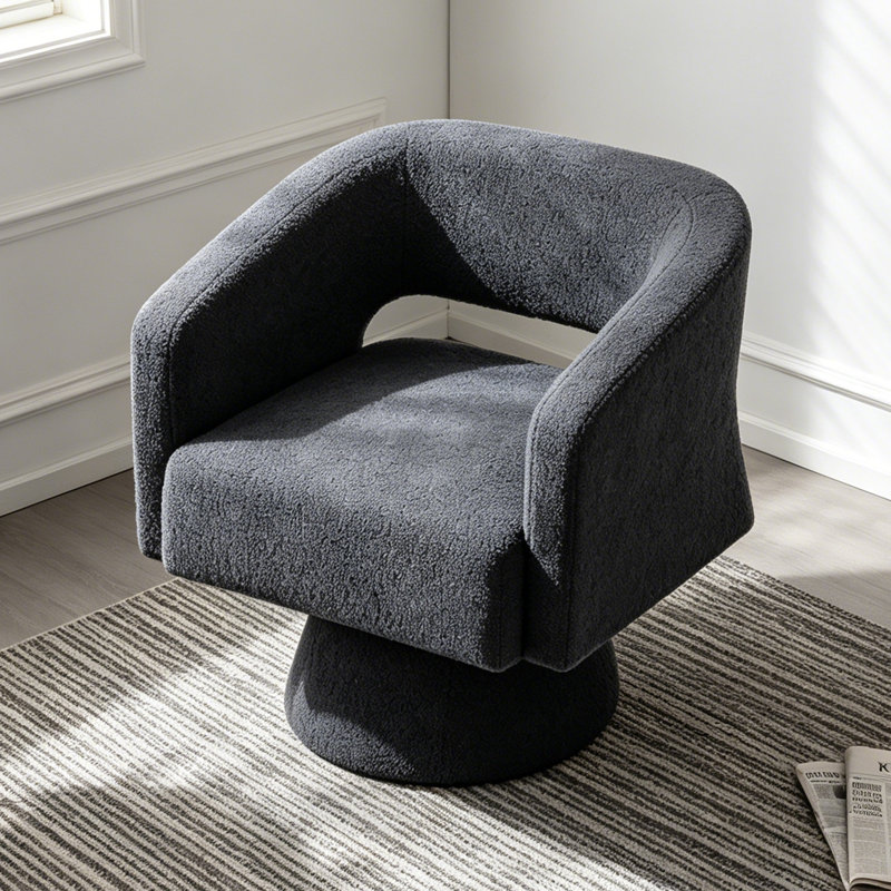 Upholstered Swivel Accent Barrel Chair, Gray